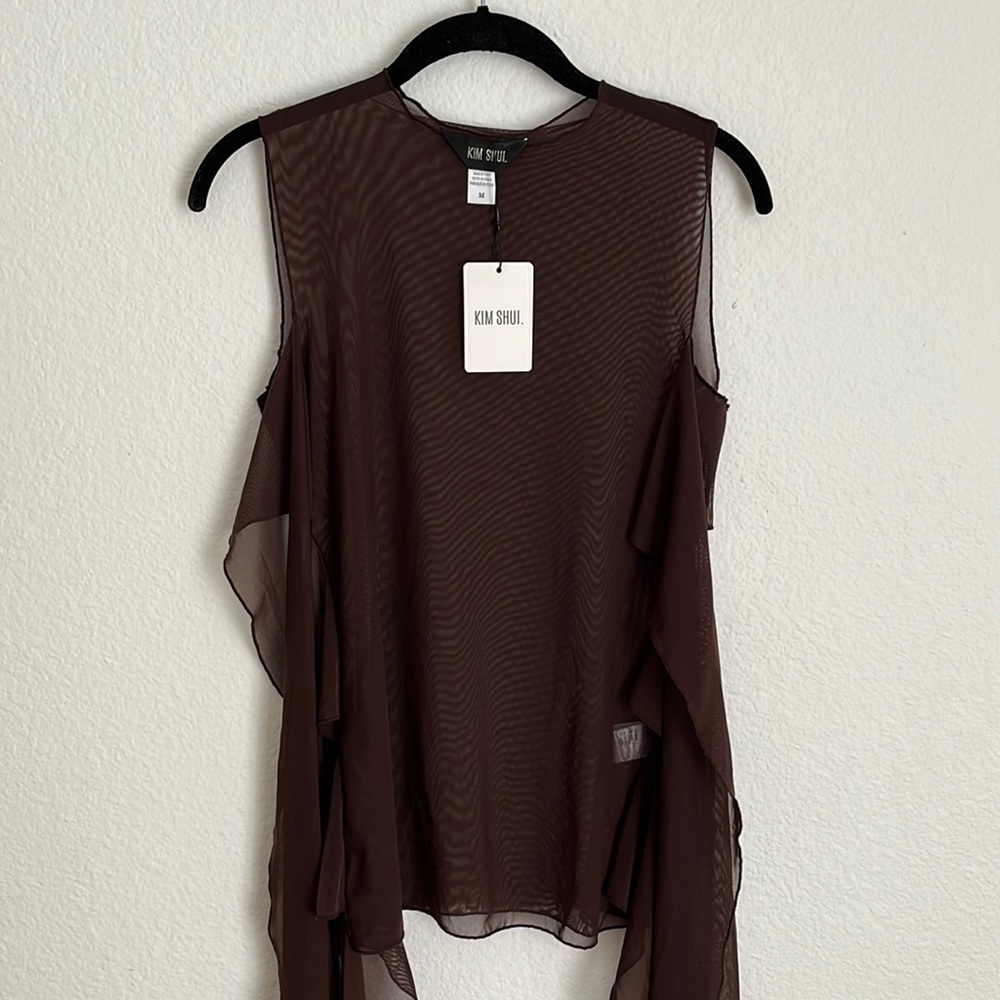 Kim Shui Brown Wrap Top - Picture 9 of 16